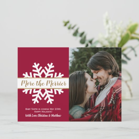 Snowflake Foto kerstmis aankondiging (Staand voorkant)