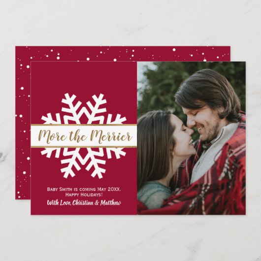 Snowflake Foto kerstmis aankondiging (Voorkant / Achterkant)