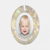 Snowflake Foto Metalen Ornament (Voorkant links)