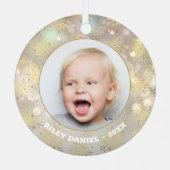 Snowflake Foto Metalen Ornament (Achterkant)