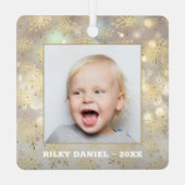 Snowflake Foto Metalen Ornament (Achterkant)