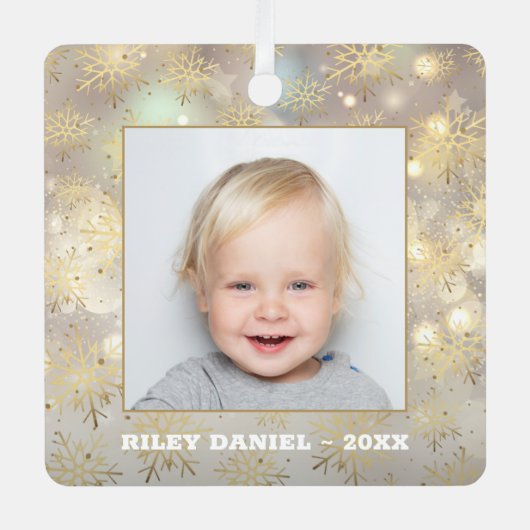 Snowflake Foto Metalen Ornament (Voorkant)