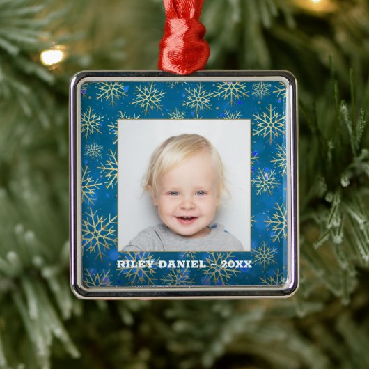 Snowflake Foto Metalen Ornament (Boom)