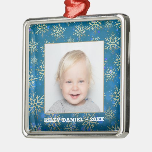 Snowflake Foto Metalen Ornament (Links)