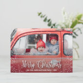 Snowflake-foto van Merry Kerstmis Feestdagenkaart (Staand voorkant)