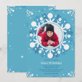 Snowflake Foto Verjaardagsfeest Uitnodiging (Voorkant / Achterkant)