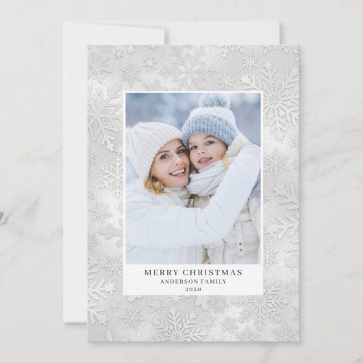Snowflake Fotokerstmis Feestdagenkaart (Voorkant)