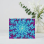 Snowflake Fractal Aqua Blue Briefkaart (Staand voorkant)