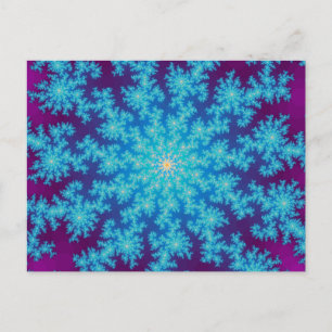 Snowflake Fractal Aqua Blue Briefkaart