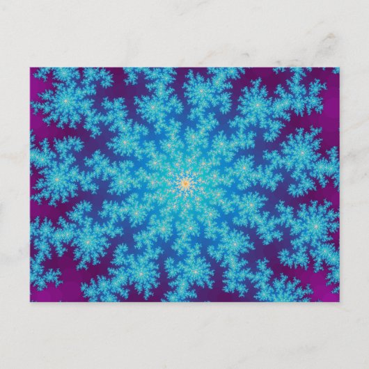 Snowflake Fractal Aqua Blue Briefkaart (Voorkant)