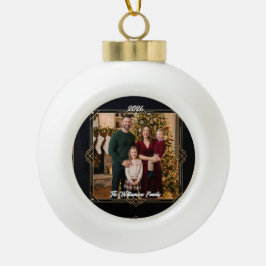 Snowflake Frame Family Photo Christmas Keramische Bal Ornament