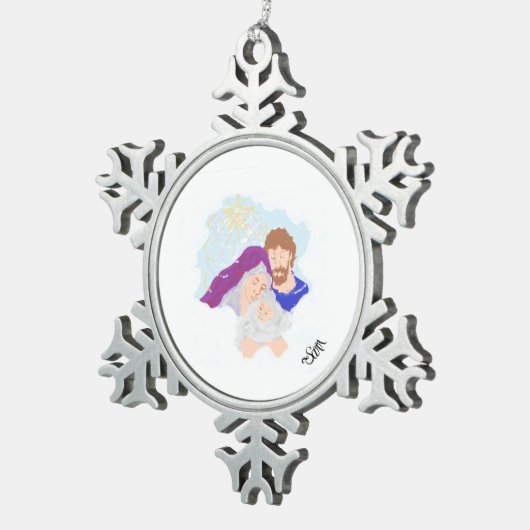 Snowflake Framed Ornament Savior is geboren (Rechts)