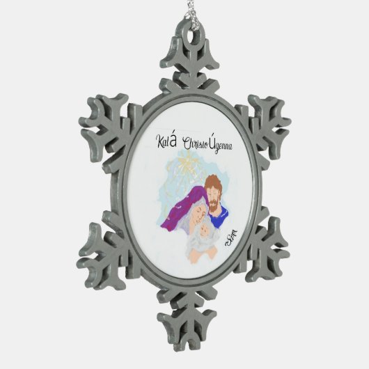 Snowflake Framed Ornament Savior is geboren (Links)