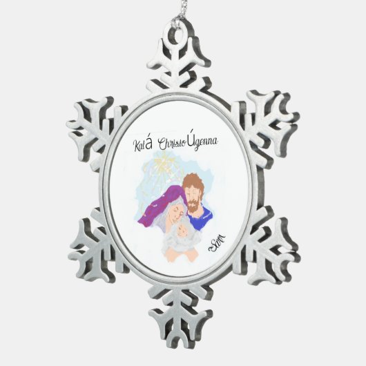 Snowflake Framed Ornament Savior is geboren (Rechts)