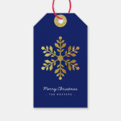 Snowflake | Fun Christmas Blue & Gold Cadeaulabel (Voorkant)