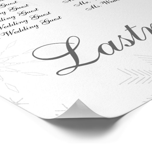 Snowflake Gem Silver Wedding Seding Chart Poster (Hoek)