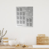 Snowflake Gem Silver Wedding Seding Chart Poster (Keuken)