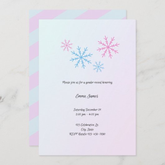 Snowflake Gender Reopenbaart Uitnodiging (Voorkant / Achterkant)