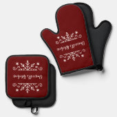 Snowflake gepersonaliseerde kerst ovenwant & pannenlap set (Voorkant / Achterkant)
