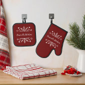 Snowflake gepersonaliseerde kerst ovenwant & pannenlap set