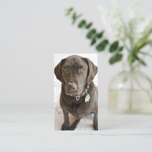 Snowflake geprinte chocolade labrador Retriever Visitekaartje (Staand voorkant)