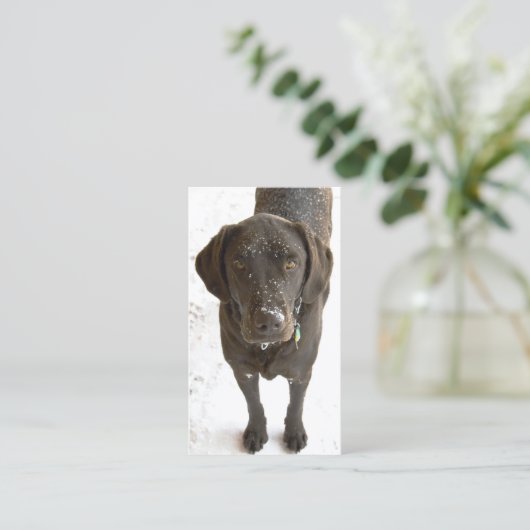 Snowflake geprinte chocolade labrador Retriever Visitekaartje (Staand voorkant)