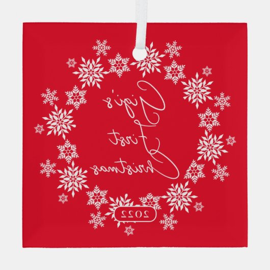 Snowflake Gigi's eerste kerstmis Glas Ornament (Achterkant)