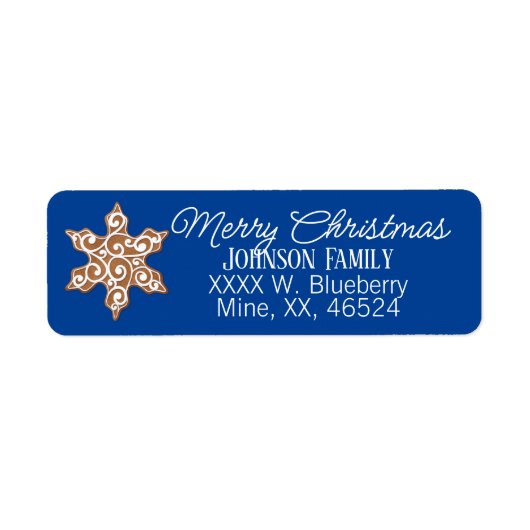 Snowflake Gingerbread Cookie Christmas Label (Voorkant)