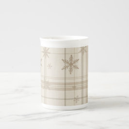 Snowflake Gingham Plaid Mug – Cozy Neutral Farm Porselein Kop