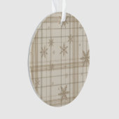 Snowflake Gingham Plaid Ornament – Neutral Beige (voorkant)