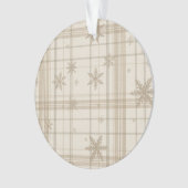 Snowflake Gingham Plaid Ornament – Neutral Beige (voorkant)
