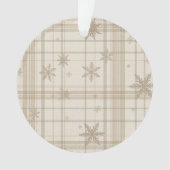 Snowflake Gingham Plaid Ornament – Neutral Beige (voorkant)