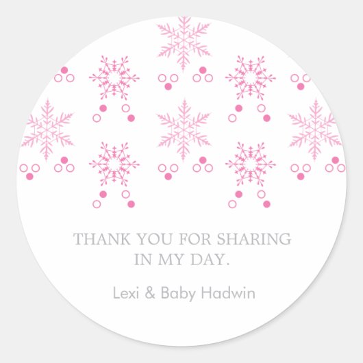 Snowflake | Girl Baby shower Favor Sticker (Voorkant)
