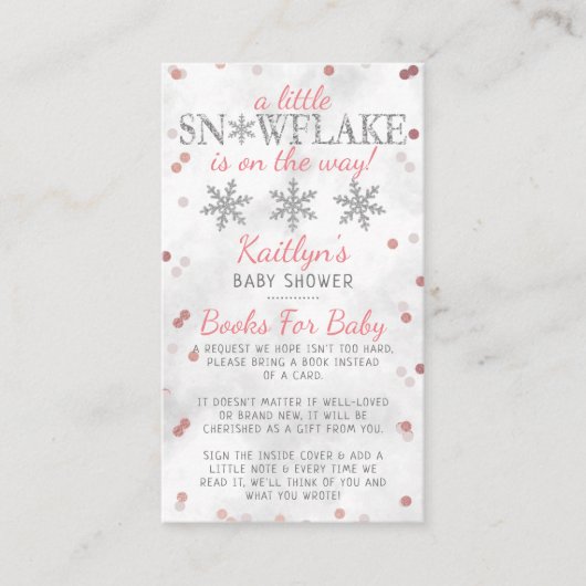 Snowflake Girls Winter Baby shower Book Informatiekaartje (Voorkant)