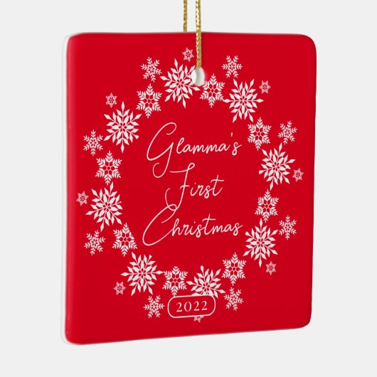 Snowflake Glamma's eerste kerst Keramisch Ornament (Rechts)