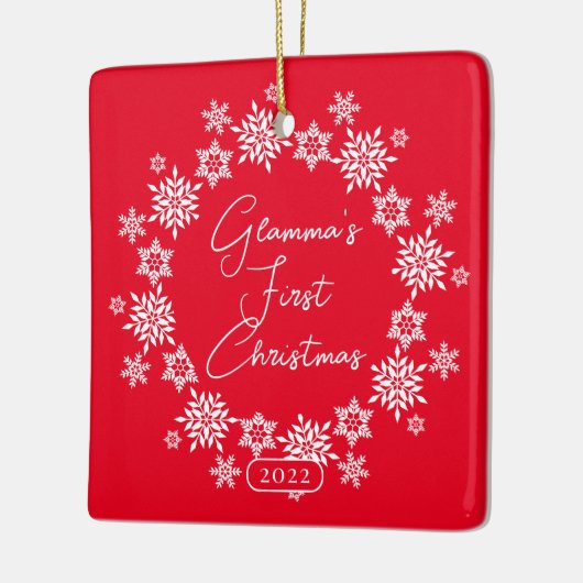 Snowflake Glamma's eerste kerst Keramisch Ornament (Links)