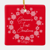 Snowflake Glamma's eerste kerst Keramisch Ornament (Voorkant)