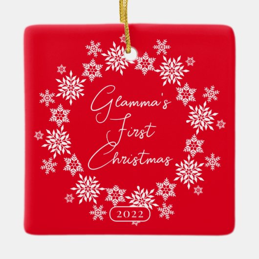 Snowflake Glamma's eerste kerst Keramisch Ornament (Voorkant)