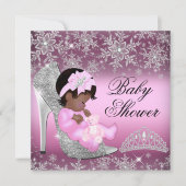 Snowflake Glitter Shoe Pink Baby shower Uitnodigen Kaart (Voorkant)