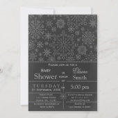 Snowflake glitter Silver Winter Baby shower Invite Kaart (Voorkant)