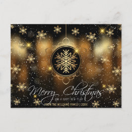 Snowflake Gold Black serie Foto van Merry Kerstmis Feestdagenkaart
