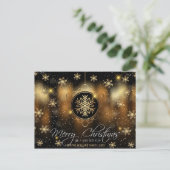 Snowflake Gold Black serie Foto van Merry Kerstmis Feestdagenkaart (Staand voorkant)
