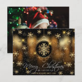 Snowflake Gold Black serie Foto van Merry Kerstmis Feestdagenkaart (Voorkant / Achterkant)