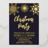 Snowflake Gold Blue Modern Folie Uitnodiging (Voorkant)