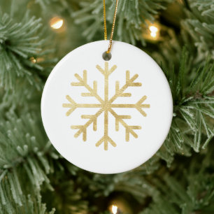Snowflake Gold Elegant Holiday Keramisch Ornament