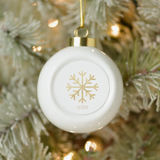 Snowflake Gold Elegant Moderne  persoonlijke Keramische Bal Ornament