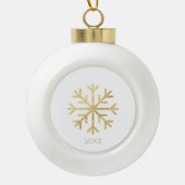 Snowflake Gold Elegant Moderne  persoonlijke Keramische Bal Ornament (Voorkant)