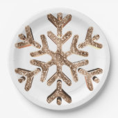 Snowflake Gold en witte feestjes Glitter Papieren Bordje (Voorkant)