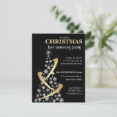 Snowflake & Gold Ribbon-kerstboom uitnodigen Kaart (Staand voorkant)