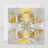 Snowflake Gold Silver Bow Winter Wonderland Kaart (Achterkant)
